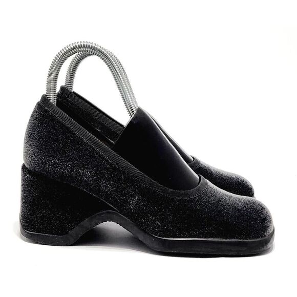 MNG by Mango Women’s Block Heel Velvet Chunky Heel Size 36/5.5 Square Toe Shoes - Picture 3 of 9
